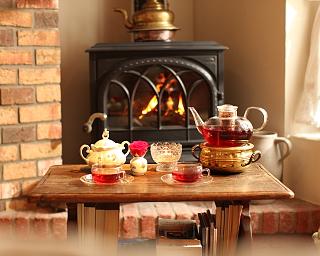 Kamin und Fußbodenheizung in der Ferienwohnung